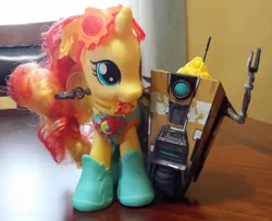 Size: 1024x830 | Tagged: safe, derpibooru import, official, sunset shimmer, pony, unicorn, borderlands, claptrap, crossover, fashion style, irl, photo, toy