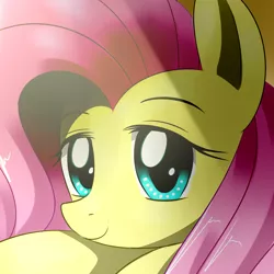 Size: 1280x1280 | Tagged: artist:acersiii, artist:longsummer, close-up, derpibooru import, extreme close up, fluttershy, looking at you, portrait, safe, smiling