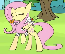 Size: 436x362 | Tagged: angel bunny, artist:violetandblaire, blowing, cute, derpibooru import, field, fluttershy, giggling, laughing, referee, safe, shyabetes, sports, whistle