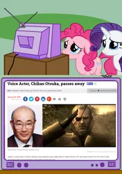 Size: 564x800 | Tagged: safe, derpibooru import, pinkie pie, rarity, big boss, chikao ohtsuka, crying, exploitable meme, meme, metal gear, obligatory pony, rest in peace, sad, tv meme