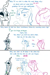 Size: 800x1200 | Tagged: suggestive, artist:the weaver, derpibooru import, princess cadance, queen chrysalis, shining armor, pony, unicorn, :d, annoyed, chrysarmordance, comic, dialogue, female, floppy ears, glare, implied cuddling, implied kissing, lesbian, levitation, looking at each other, magic, male, mare, open mouth, ot3, shining armor gets all the mares, shining armor is a goddamn moron, shipping, simple background, sitting, smiling, stallion, stupidity, telekinesis, white background
