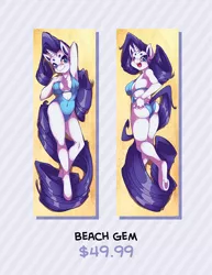 Size: 510x660 | Tagged: advertisement, anthro, armpits, artist:senaydragon, body pillow, body pillow design, clothes, derpibooru import, female, one-piece swimsuit, open-back swimsuit, rarity, solo, solo female, suggestive, swimsuit