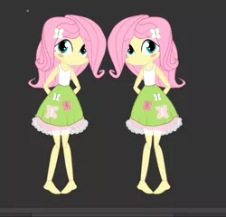 Size: 757x726 | Tagged: safe, artist:lumineko, derpibooru import, fluttershy, equestria girls, blushing, breasts, clothes, delicious flat chest, flattershy, skirt, solo, tanktop, younger