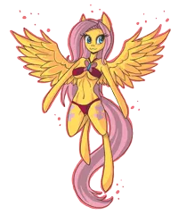 Size: 1200x1500 | Tagged: anthro, arm hooves, artist:raptor007, bikini, both cutie marks, breasts, clothes, derpibooru import, fluttershy, simple background, solo, suggestive, swimsuit, transparent background, underboob