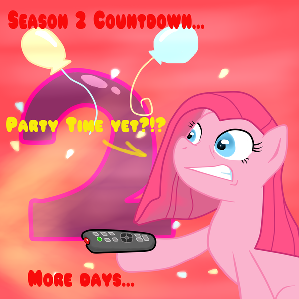 Size: 2000x2000 | Tagged: artifact, artist:tuliothepillbug, countdown, derpibooru import, pinkie pie, remote, safe, season 2, solo