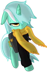 Size: 1933x2994 | Tagged: artist:doctor-derpy, artist:paradoxbroken, clothes, derpibooru import, fanfic:background pony, hoodie, lidded eyes, lyra heartstrings, messy mane, safe, scarf, simple background, solo, transparent background, vector