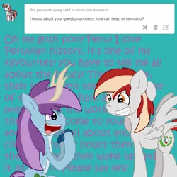 Size: 3000x3000 | Tagged: artist:bigmackintosh, deer, derpibooru import, nation ponies, northern ireland, oc, oc:norn eire, oc:peruvian pony, peru, ponified, safe, tumblr, unofficial characters only