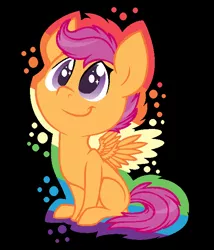 Size: 600x700 | Tagged: safe, artist:pyrolikestacos, derpibooru import, scootaloo, black background, cute, cutealoo, happy, simple background, smiling, solo
