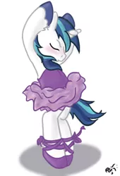 Size: 362x533 | Tagged: safe, artist:ransurround, derpibooru import, shining armor, pony, ballet, bipedal, blushing, clothes, crossdressing, dancing, dress, eyes closed, simple background, smiling, tutu, white background