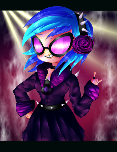 Size: 588x760 | Tagged: artist:syico, clothes, derpibooru import, dress, human, humanized, safe, solo, vinyl scratch