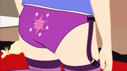 Size: 1920x1080 | Tagged: suggestive, artist:garretthegarret, derpibooru import, edit, twilight sparkle, comic:caught in the storm, equestria girls, ass, clothes, cutie mark underwear, garter, human coloration, humanized, panties, twibutt, underwear, underwear edit