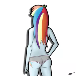 Size: 1024x1024 | Tagged: suggestive, artist:megajack, derpibooru import, rainbow dash, equestria girls, ass, clothes, gray underwear, panties, rear view, underwear