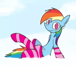 Size: 863x751 | Tagged: artist:mr. rottson, clothes, derpibooru import, rainbow dash, safe, socks, solo, striped socks