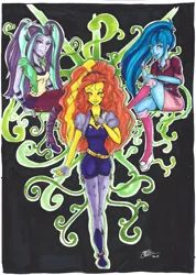 Size: 1741x2444 | Tagged: safe, artist:pikanerd, derpibooru import, adagio dazzle, aria blaze, sonata dusk, equestria girls, rainbow rocks, the dazzlings, traditional art