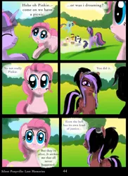 Size: 1275x1754 | Tagged: applejack, artist:helenasherzblut, comic, derpibooru import, fanfic:silent ponyville, fluttershy, lost memories, oc, oc:ruby crow, pinkie pie, rainbow dash, rarity, safe, twilight sparkle