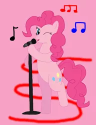 Size: 600x780 | Tagged: artist:sir-genesis, derpibooru import, microphone, pinkie pie, safe, singing, wink