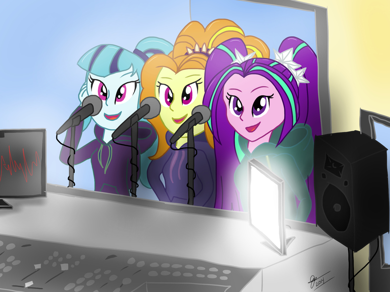 Size: 2048x1536 | Tagged: safe, artist:officialroyalpony, derpibooru import, adagio dazzle, aria blaze, sonata dusk, equestria girls, studio, the dazzlings