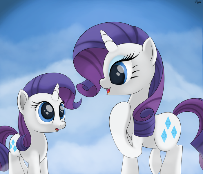 Size: 1600x1372 | Tagged: artist:irregular-entity, derpibooru import, filly, rarity, safe, self ponidox, time paradox