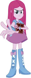 Size: 2506x6309 | Tagged: safe, artist:j5a4, derpibooru import, pinkie pie, equestria girls, clothes, pinkamena diane pie, simple background, skirt, solo, spellbook, transparent background