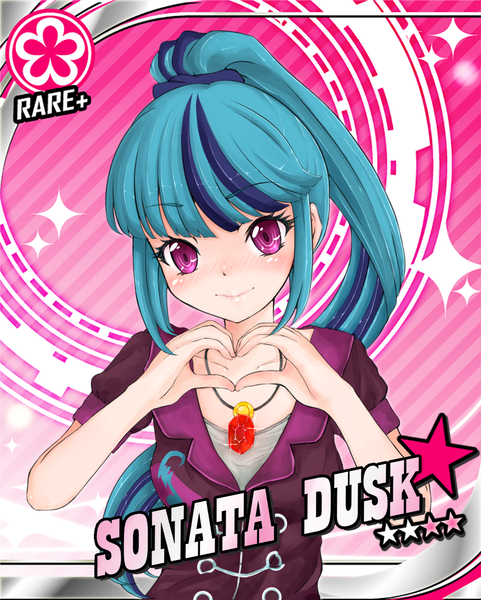 Size: 1046x1306 | Tagged: alternate version, artist:d-tomoyo, cute, derpibooru import, heart hands, human, humanized, idol, idolmaster, safe, solo, sonata dusk