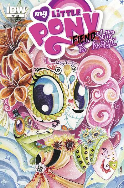 Size: 791x1200 | Tagged: safe, artist:sararichard, derpibooru import, idw, gummy, pinkie pie, cover, dia de los muertos, idw advertisement