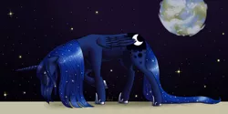 Size: 1400x700 | Tagged: artist:lantaniel, banishment, crying, derpibooru import, moon, princess luna, safe, solo, to the moon