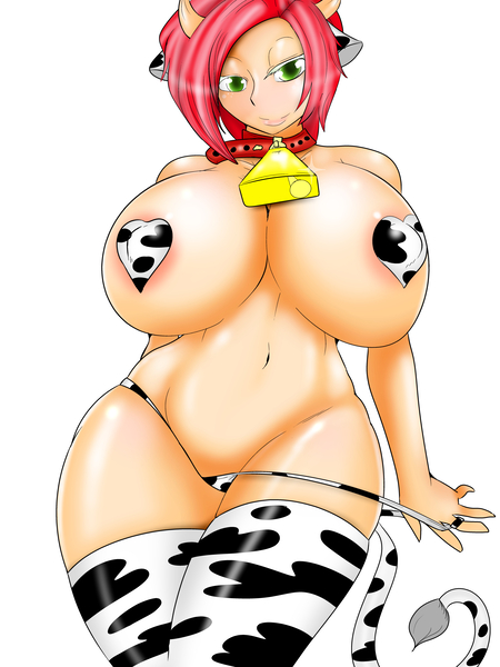 Size: 6000x8000 | Tagged: absurd resolution, animal costume, animal ears, artist:handmantoot, babs seed, belly button, big breasts, bovine seed, breasts, busty babs seed, clothes, collar, costume, cowbell, cow girl, cowprint, curvy, derpibooru import, female, huge breasts, human, humanized, impossibly large breasts, older, panties, panties pulled down, pasties, questionable, seductive look, seductive pose, sexy, socks, solo, solo female, spindles' birthday, stockings, stupid sexy babs seed, tail, thigh highs, thighs, underwear, undressing