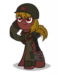 Size: 571x740 | Tagged: artist:cogwheel98, clothes, derpibooru import, military, nation ponies, ppsh-41, safe, solo, soviet, soviet union, uniform