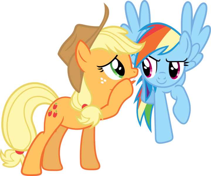 Size: 3523x2935 | Tagged: applejack, artist:porygon2z, derpibooru import, rainbow dash, safe, simple background, transparent background, vector, whispering