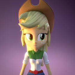 Size: 1080x1080 | Tagged: safe, artist:camtwosix, artist:creatorofpony, derpibooru import, applejack, equestria girls, /mlp/, 3d, 3d model, blender, cowboy hat, freckles, hat, pose, solo, stetson, unamused, unconvinced applejack