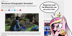 Size: 1307x661 | Tagged: augmented reality, deeply intrigued cadance, exploitable meme, gamespot, holographic, hololens, meme, microsoft, minecraft, obligatory pony, princess cadance, safe