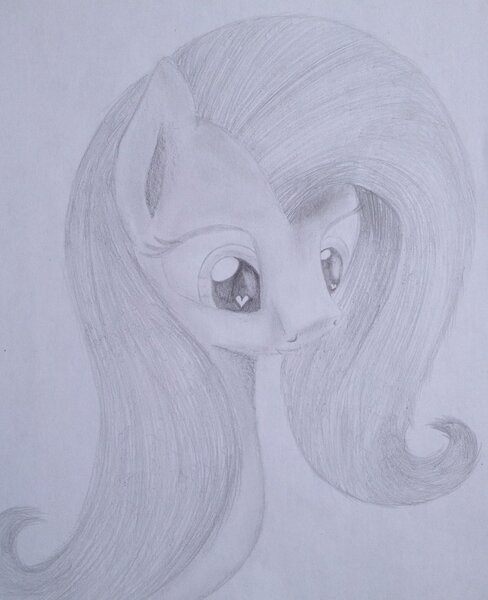 Size: 1024x1260 | Tagged: safe, artist:marmorexx, derpibooru import, fluttershy, monochrome, traditional art