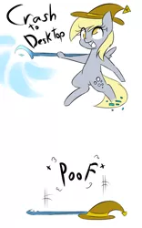 Size: 540x864 | Tagged: safe, artist:rice, derpibooru import, derpy hooves, pony, 30 minute art challenge, bipedal, comic, hat, magicka, my little art challenge, solo, staff, wizard