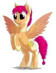 Size: 1700x2200 | Tagged: safe, artist:stinkehund, derpibooru import, oc, unofficial characters only, pegasus, pony, bipedal, colored wings, earring, female, fluffy, gradient wings, messy mane, piercing, rearing, smiling, solo, spread wings, tail wrap