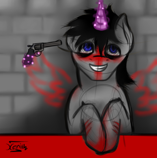 Size: 544x549 | Tagged: artist:darkdawnbrony, blood, crossed, derpibooru import, grimdark, oc, self harm, solo, suicide, unofficial characters only