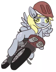 Size: 701x909 | Tagged: safe, artist:kimmychan1, derpibooru import, derpy hooves, pegasus, pony, backwards, female, helmet, mare, motorcycle, solo