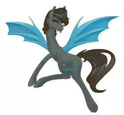 Size: 927x862 | Tagged: safe, artist:tinylittlewatermelon, derpibooru import, oc, oc:seachell, unofficial characters only, bat pony, pegasus, pony, flying, solo, wings