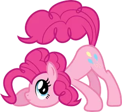 Size: 4100x3751 | Tagged: artist:dewlshock, derpibooru import, face down ass up, frown, looking up, pinkie pie, safe, simple background, sneaking, solo, stalking, tail, transparent background, vector