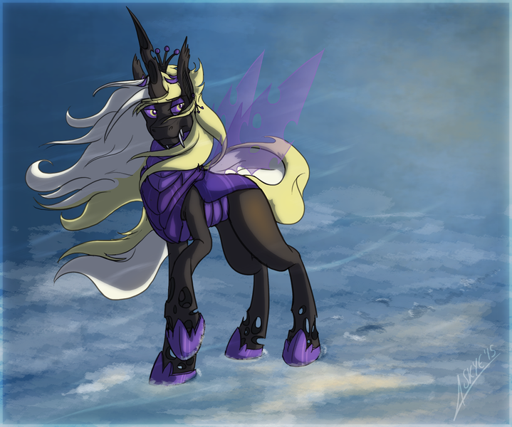 Size: 1200x1001 | Tagged: artist:smilydon, changeling, changeling queen, changeling queen oc, derpibooru import, female, oc, oc:queen vaspira, purple changeling, safe, solo, unofficial characters only