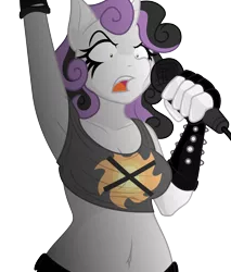 Size: 10398x12187 | Tagged: absurd resolution, anthro, armpits, artist:drbdnv, artist:gray-gold, belly button, bullet belt, clothes, metal belle, midriff, safe, sports bra, sweetie belle
