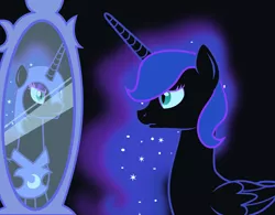 Size: 4072x3171 | Tagged: album cover, artist:saturnstar14, derpibooru import, fanfic:past sins, mirror, nightmare moon, nightmare nyx, oc, oc:nyx, reflection, safe, solo, song, two sides