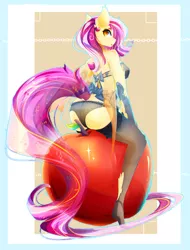 Size: 3270x4292 | Tagged: suggestive, artist:koveliana, derpibooru import, fluttershy, anthro, bat pony, absurd resolution, apple, black underwear, bra, breasts, busty fluttershy, chromatic aberration, clothes, color porn, evening gloves, female, flutterbat, food, frilly underwear, nudity, panties, race swap, see-through, shiny ponygirls, solo, solo female, stockings, stupid sexy flutterbat, underwear