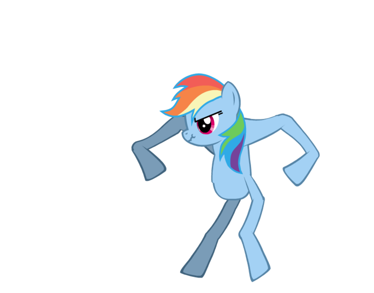 Size: 830x650 | Tagged: safe, artist:horseperson, derpibooru import, rainbow dash, pony, pony creator, bipedal, faic, not salmon, scrunchbow dash, wat, wingless, wtf