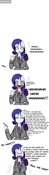 Size: 1280x4535 | Tagged: anthro, artist:somescrub, ask nudist sweetie belle, breasts, business suit, busty rarity, clothes, derpibooru import, female, rarity, suggestive, tumblr, vulgar