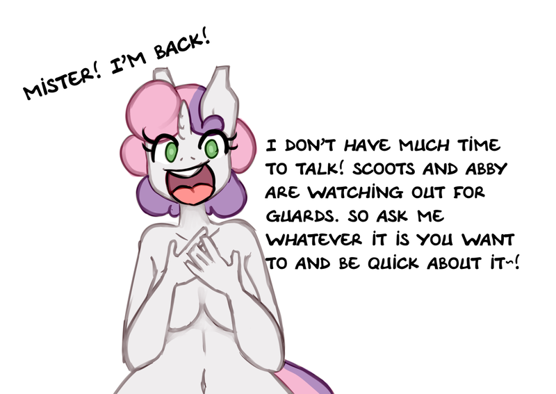 Size: 1280x907 | Tagged: anthro, artist:somescrub, ask nudist sweetie belle, derpibooru import, nudity, questionable, sweetie belle, tumblr