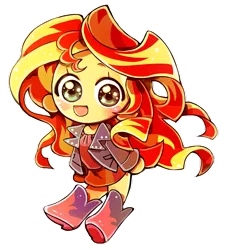 Size: 600x652 | Tagged: safe, artist:memoneo, derpibooru import, sunset shimmer, equestria girls, chibi, cute, shimmerbetes, solo