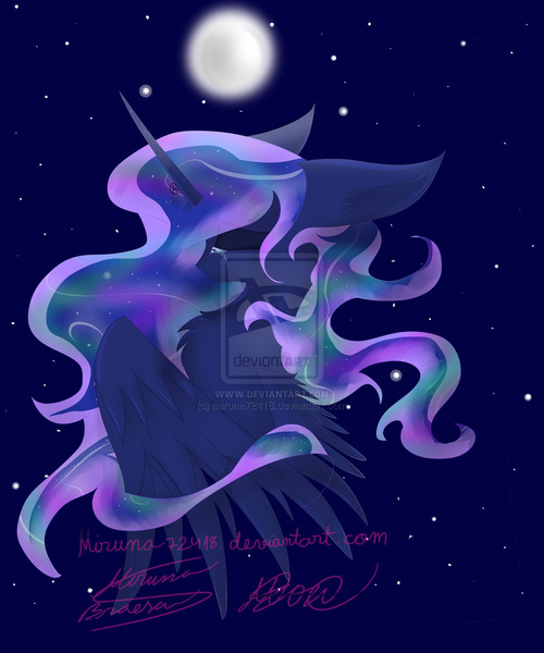 Size: 1024x1229 | Tagged: artist:mirunacipsi, crying, dead source, derpibooru import, eyes closed, floppy ears, moon, princess luna, safe, solo, watermark