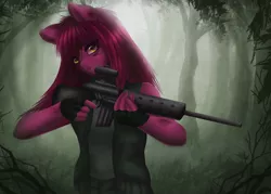 Size: 5512x3937 | Tagged: anthro, artist:pitchyy, derpibooru import, gun, oc, oc:pitch, rifle, safe, solo, unofficial characters only