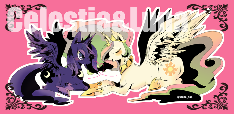 Size: 1358x662 | Tagged: artist:puripurin, derpibooru import, princess celestia, princess luna, safe