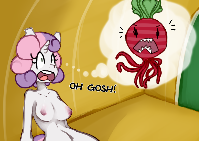 Size: 1280x907 | Tagged: anthro, artist:somescrub, ask nudist sweetie belle, beets, breasts, busty sweetie belle, female, nipples, nudity, questionable, sweetie belle, tent, tentacles, tumblr
